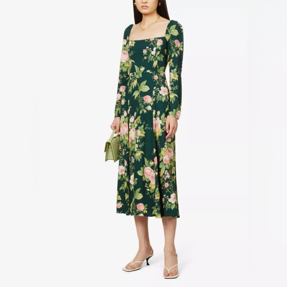 Reformation Sigmund Dress in Belvedere Green Floral - Picture 5 of 8